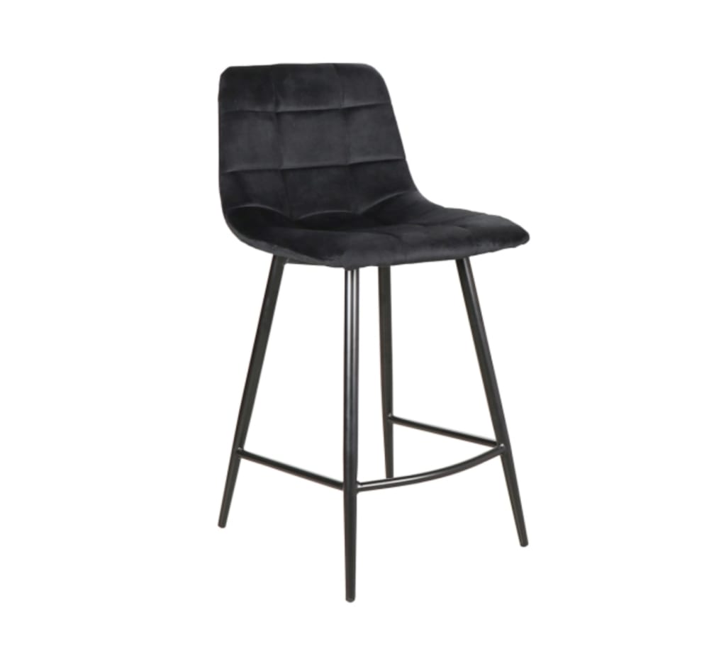 chaise haute design acier - velours noir