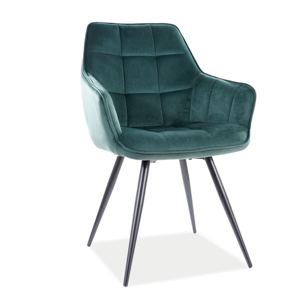 MSO Designstuhl aus schwarzem Metall und grünem Samt style modern - Samt