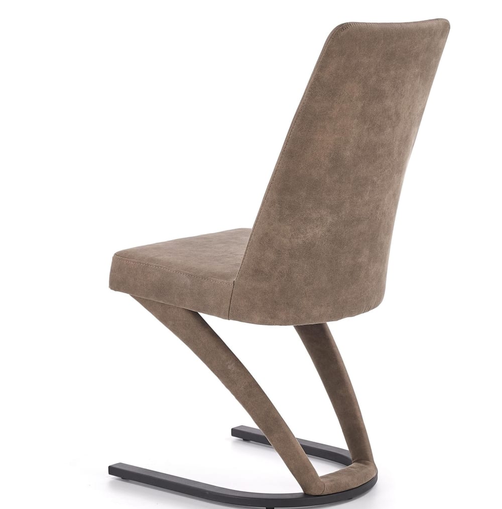 Designerstuhl aus braunem Öko-Leder mit schwarzem Stahlgestell -