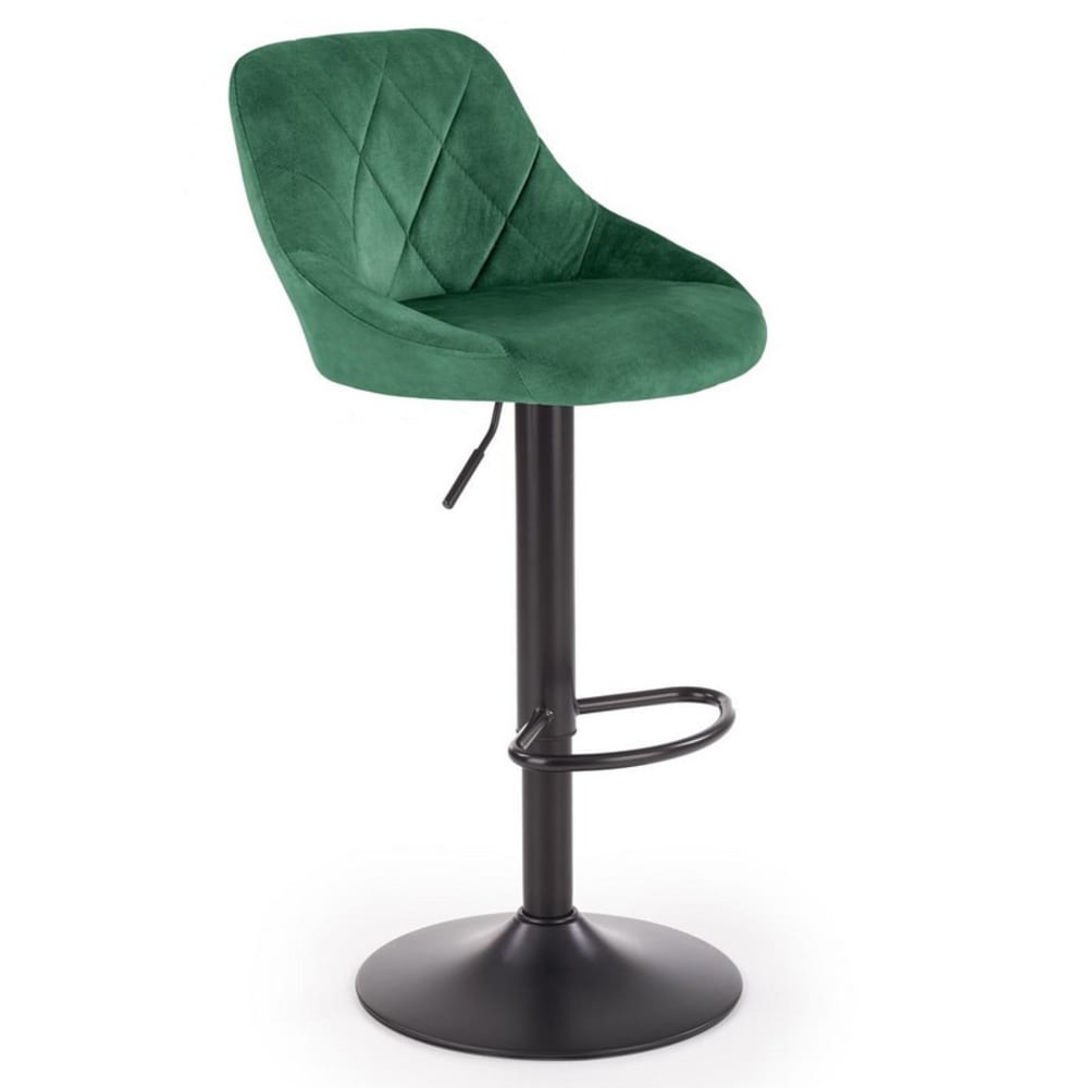 Chaise de bar en velours de polyester vert avec structure en acier Chaise de bar en velours de polyester vert avec structure en acier