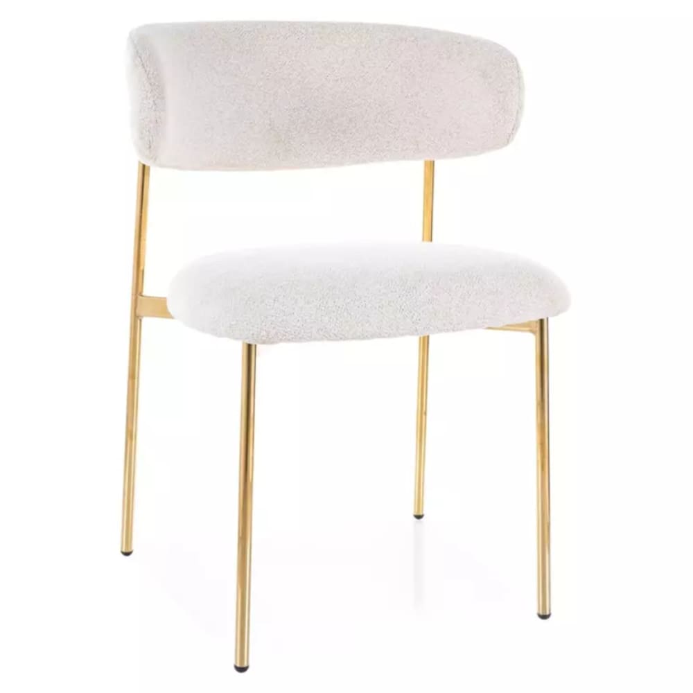 Chaise tissu de polyester beige pieds dorés acier Chaise tissu de polyester beige pieds dorés acier