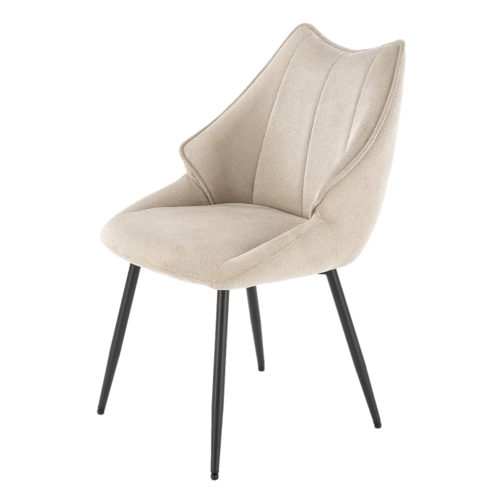 MSO Designerstuhl aus beigem Stoff mit schwarzen Metallbeinen style landhaus - Stoff