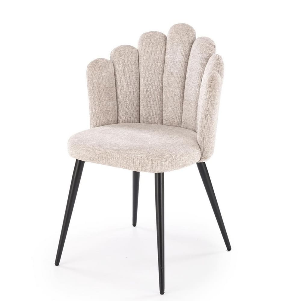 MSO Beigefarbener Stoffstuhl mit Muschelrücken style modern Beige Stoff