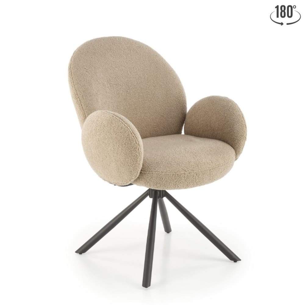 Chaise pivotante design beige avec accoudoirs