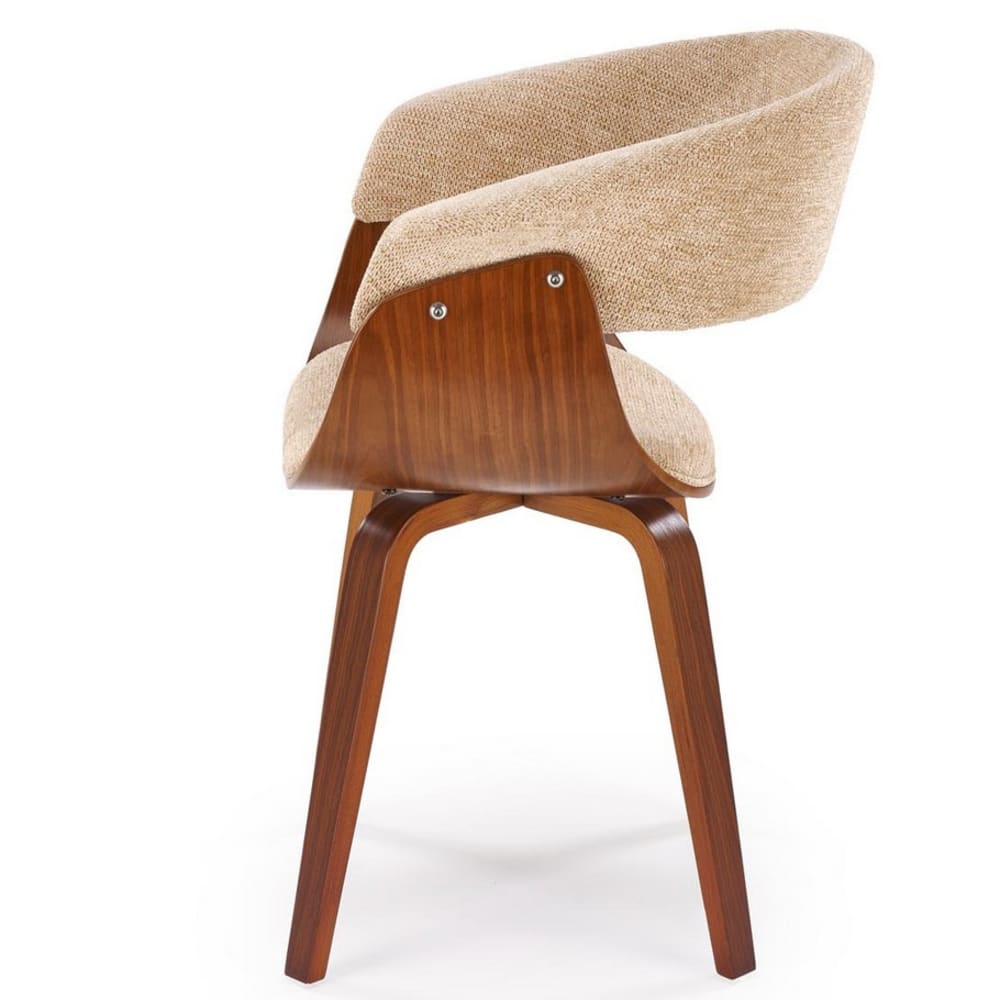 Designerstuhl aus beigem Stoff mit Untergestell aus