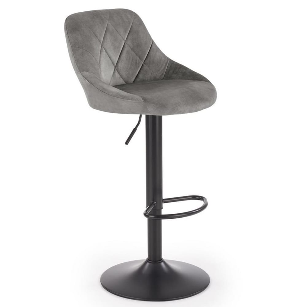 chaise de bar en velours - gris