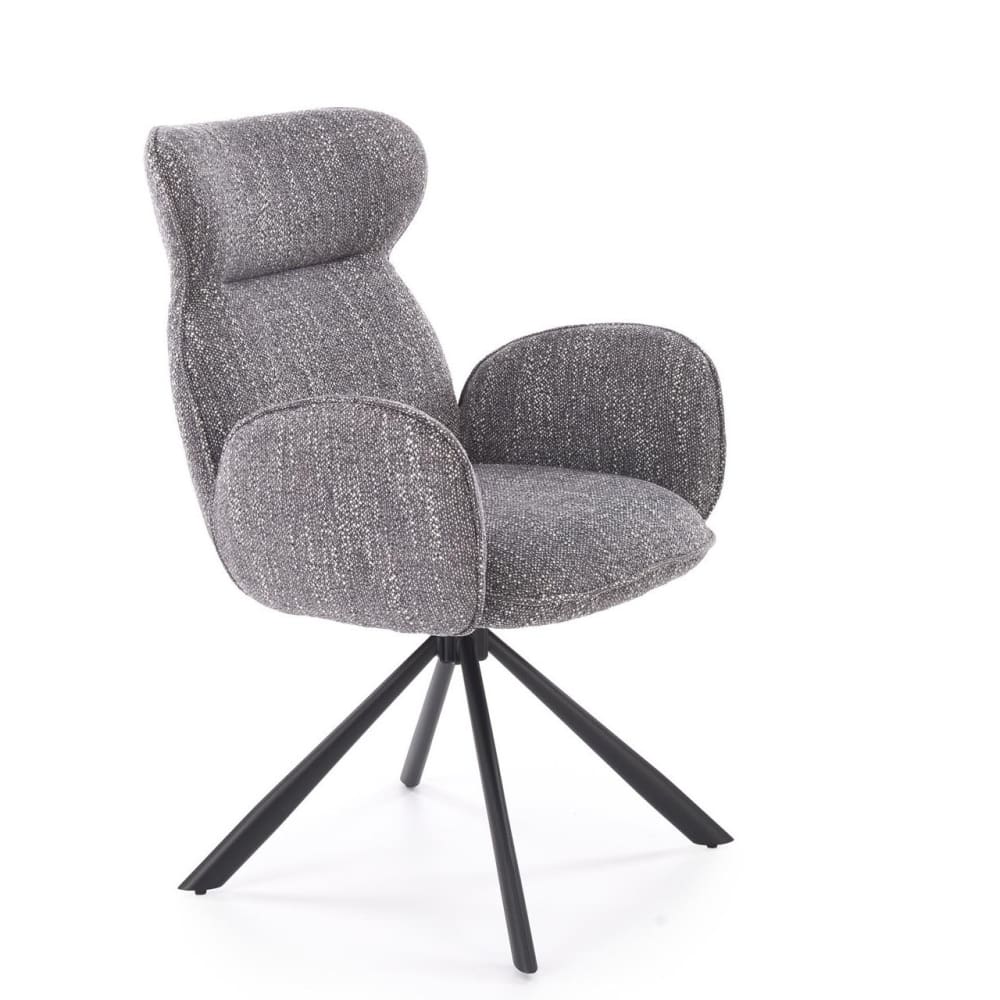 Chaise pivotante en tissu de polyester gris avec accoudoirs