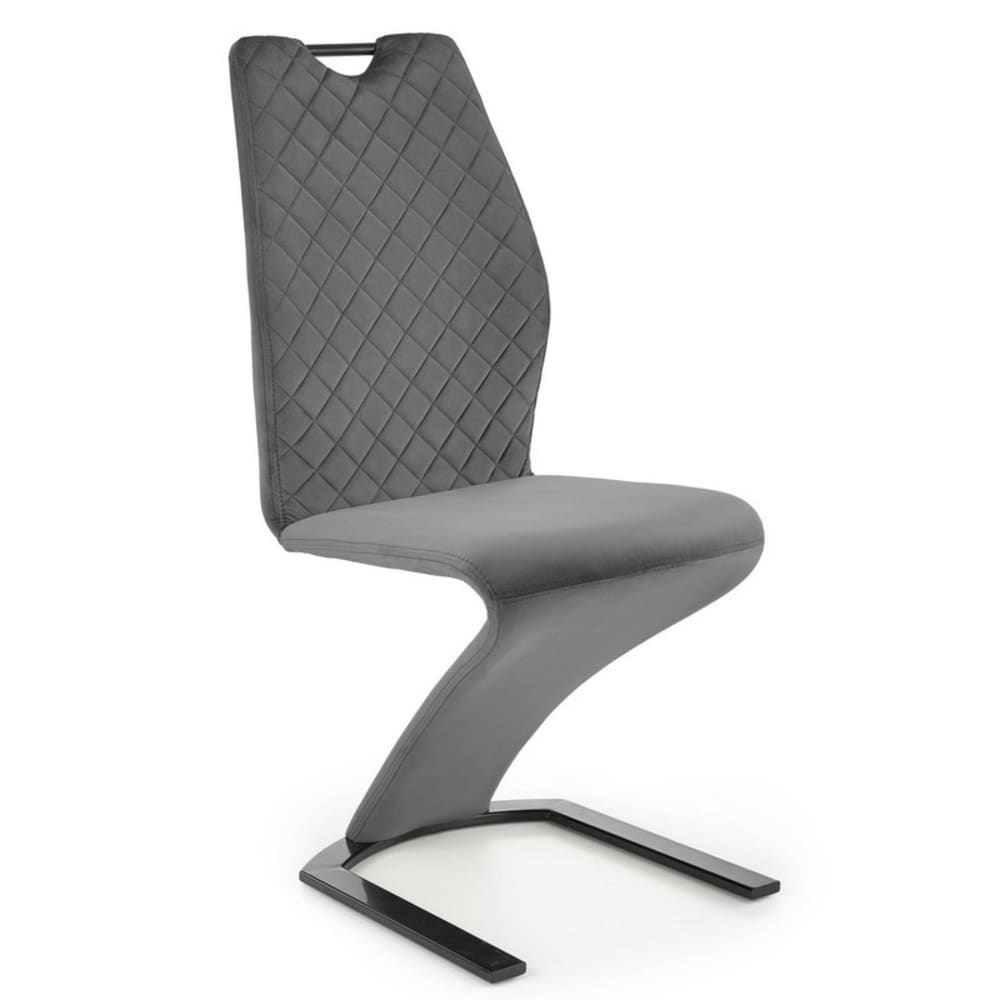MSO Designerstuhl aus grauem Samt mit schwarzem Metall-U-Bein style modern - Samt
