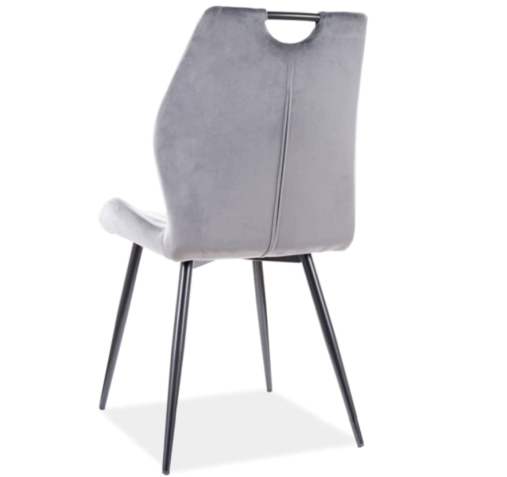 Designerstuhl aus schwarzem Metall und grauem Samt - Maisons Du