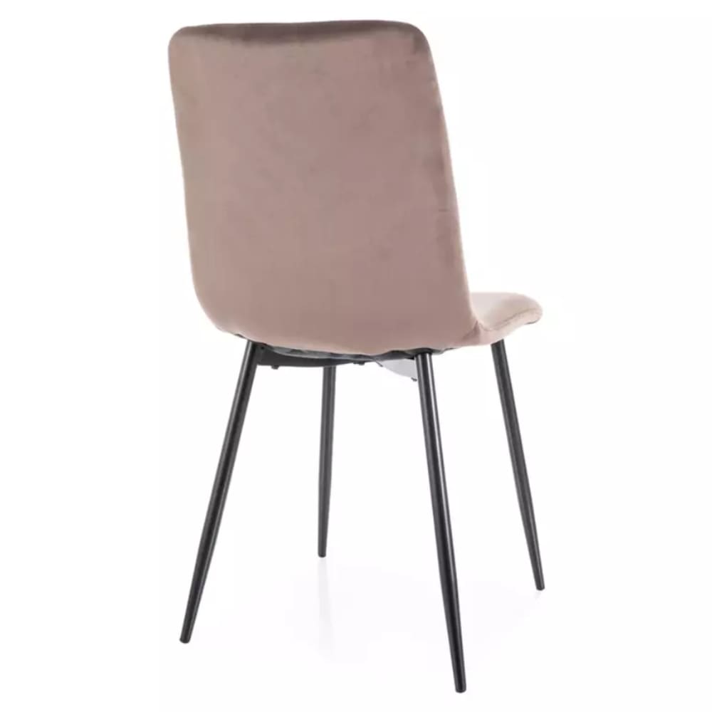 Chaise velours de polyester cappuccino avec pieds acier