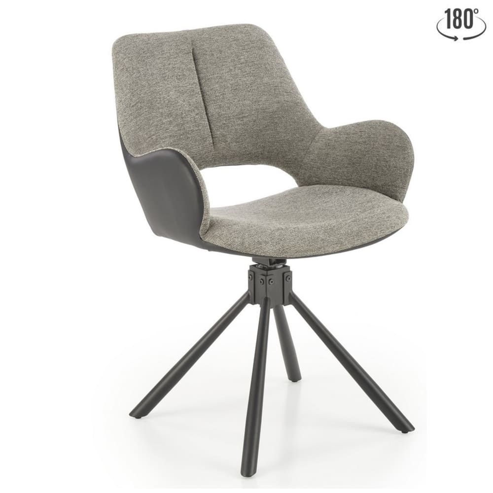 Chaise pivotante en tissu de polyester et cuir Chaise pivotante en tissu de polyester et cuir