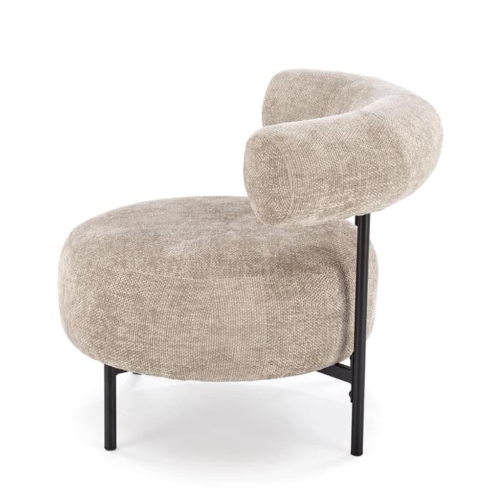 Chaise retro ronde en tissu de polyester beige