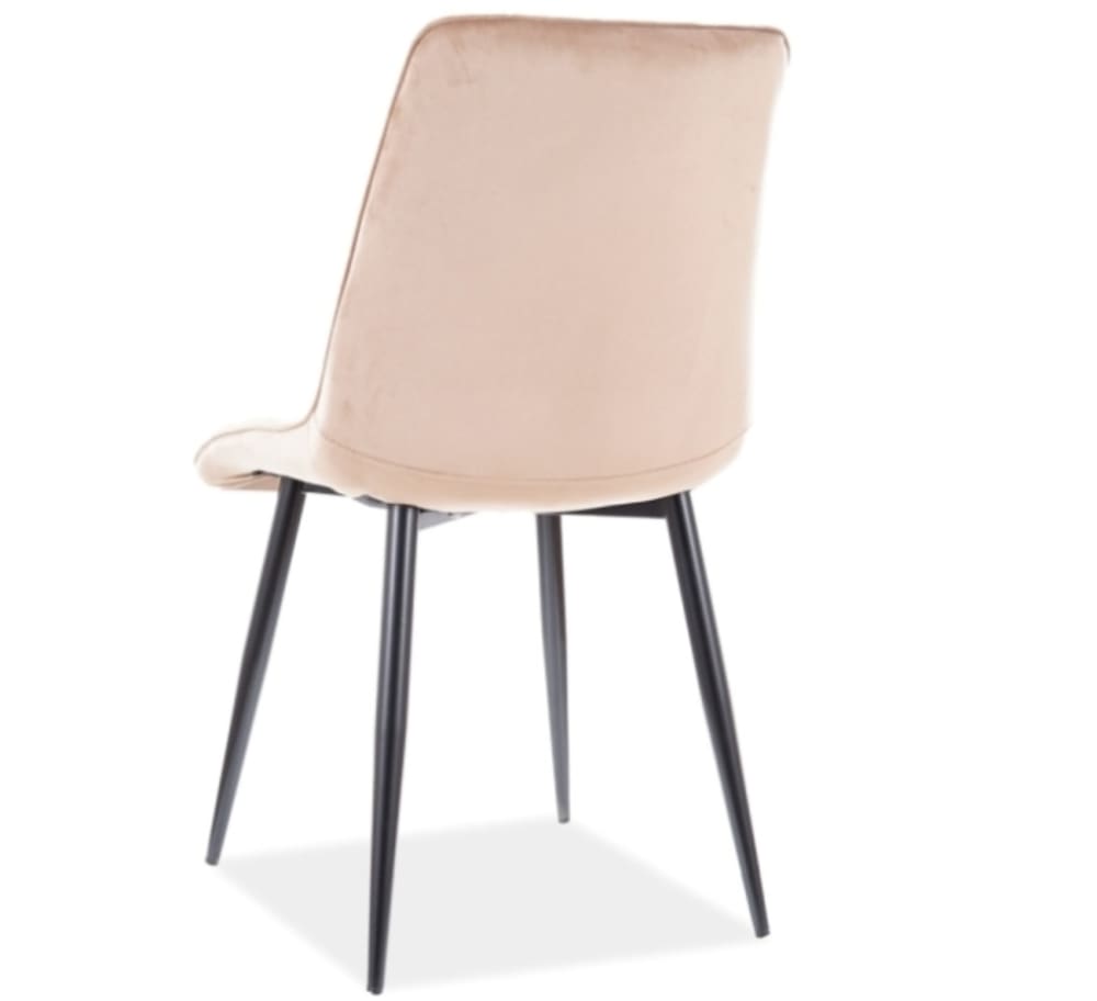 Designstuhl aus beigem Samt mit schwarzen Beinen - Maisons Du