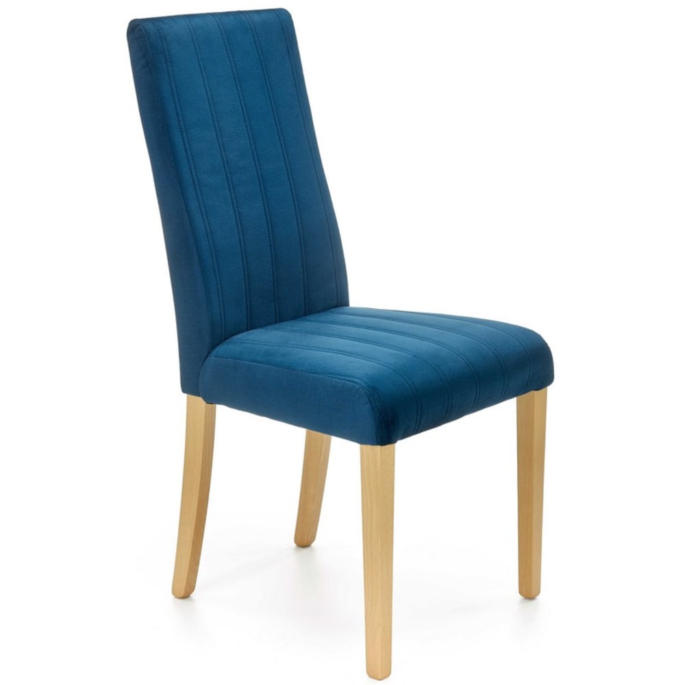 MSO Gesteppter blauer Samtstuhl mit Beinen aus Massivholz style modern - Samt