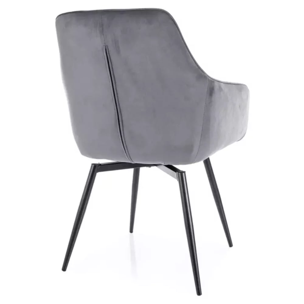 Chaise SONGY velours de polyester gris avec assise pivotante