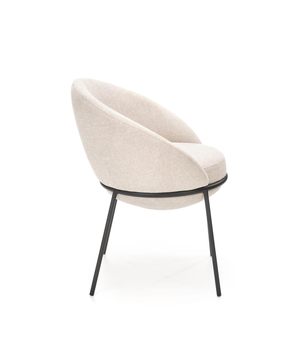 Beigefarbener Stoffstuhl mit Metallstruktur - Maisons Du Monde
