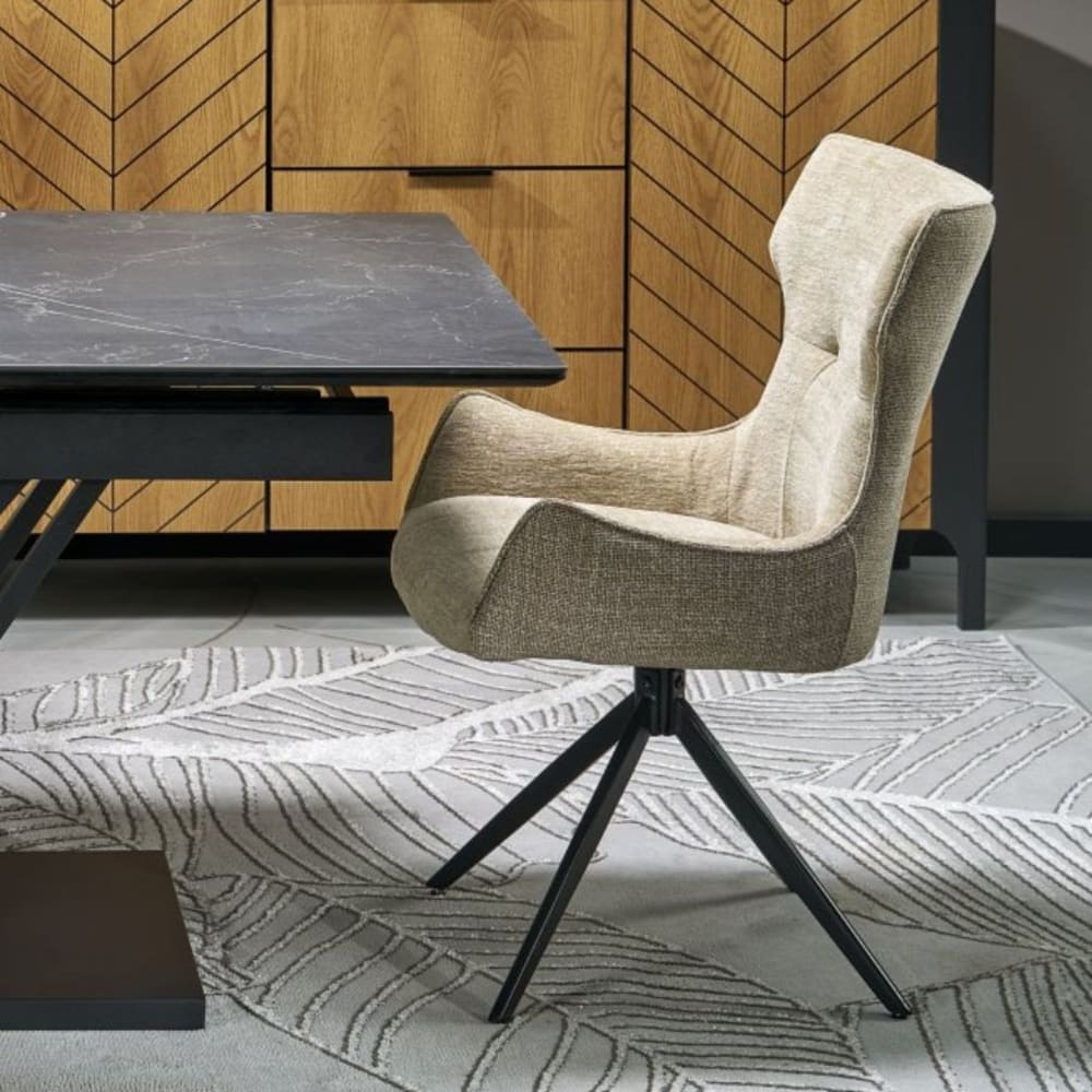 Designer-Esszimmerstuhl aus beigem Stoff - Maisons Du Monde