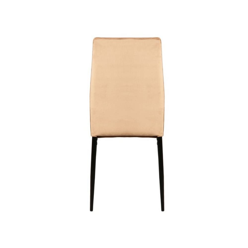 Chaise design velours de polyester beige et acier noir