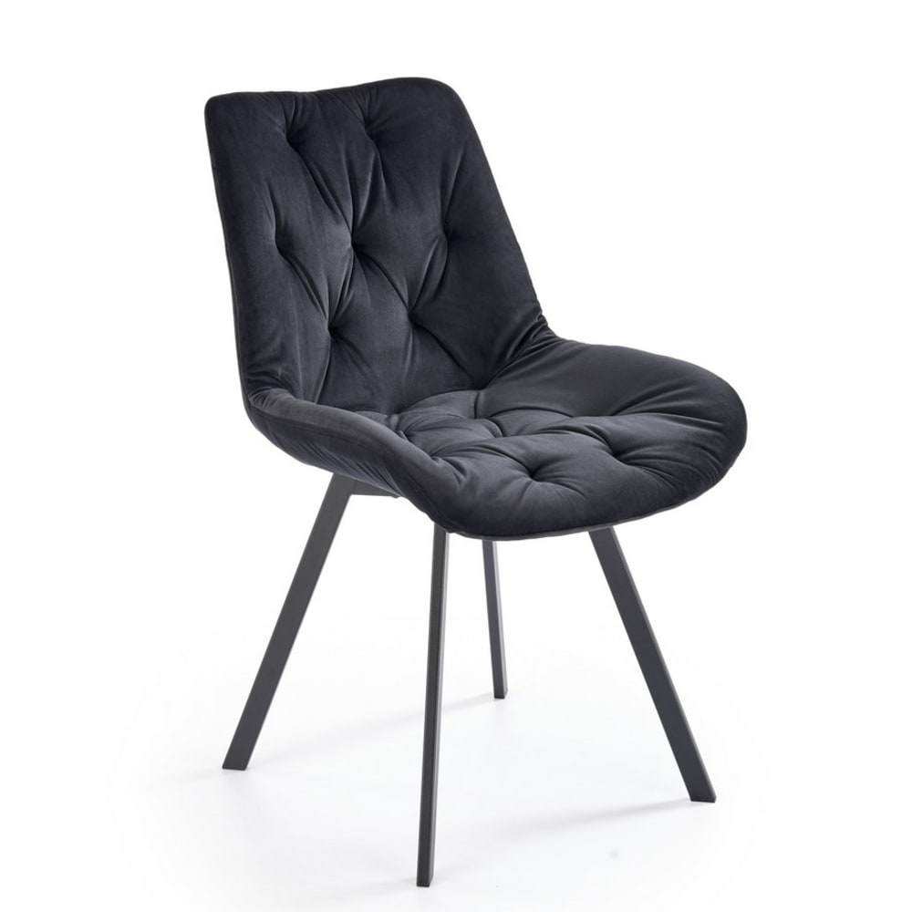 MSO Designer-Stuhl aus Metall und schwarzem Samt mit Polsterung style modern Öko-Tex Zertifikat - Samt
