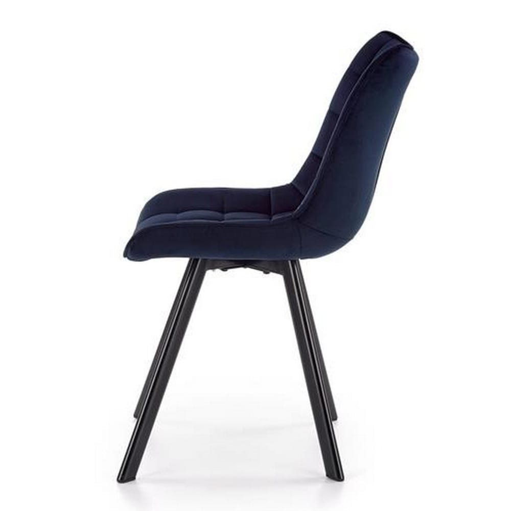 Chaise contemporaine en velours de polyester bleu