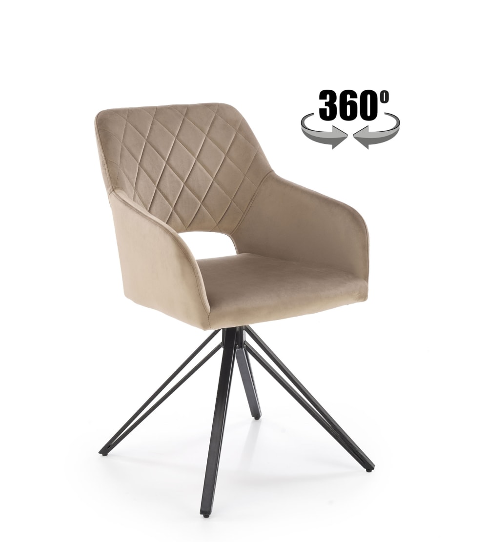 Chaise design pivotante en velours de polyester beige