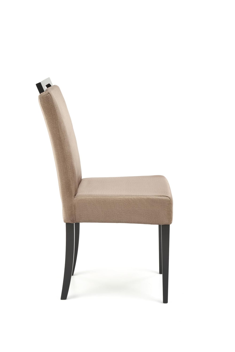 Chaise de salle à manger velours beige avec pieds en bois massif noirs