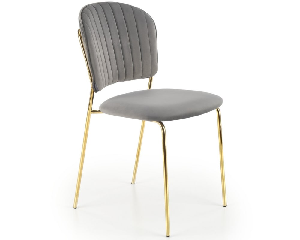 Chaise design en velours de polyester gris avec structure en acier Chaise design en velours de polyester gris avec structure en acier