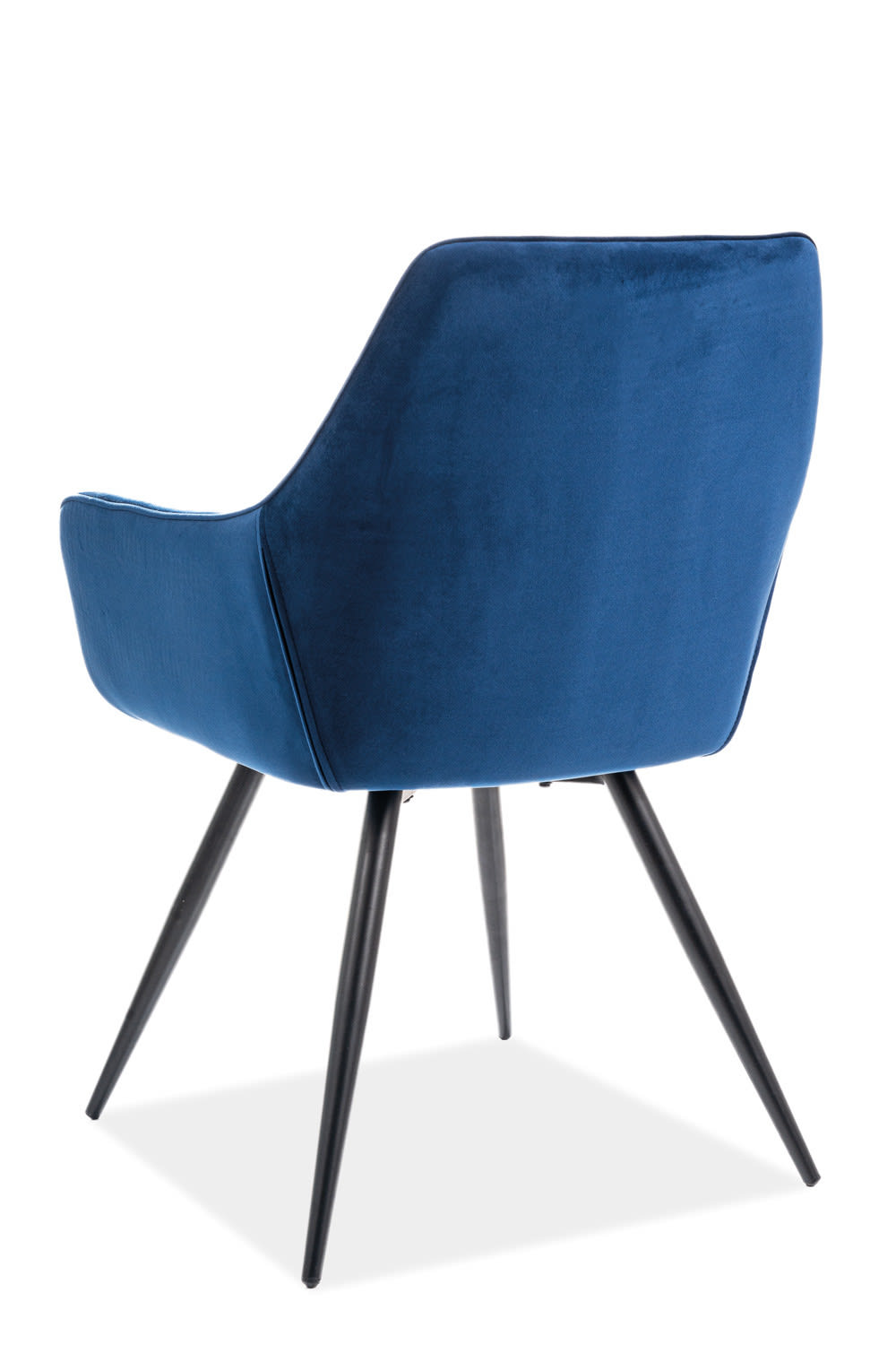 Designerstuhl aus schwarzem Metall und marineblauem Samt -