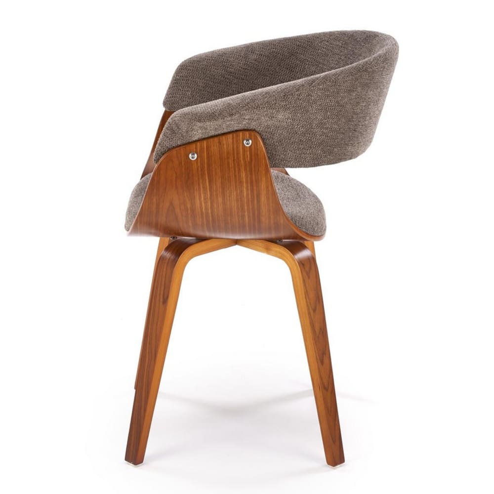 Designerstuhl aus grauem Stoff mit Untergestell aus