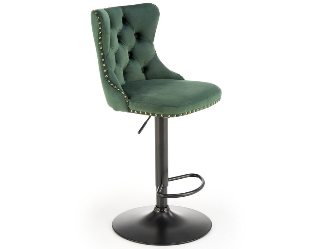 Chaise de bar en velours de polyester vert foncé Chaise de bar en velours de polyester vert foncé