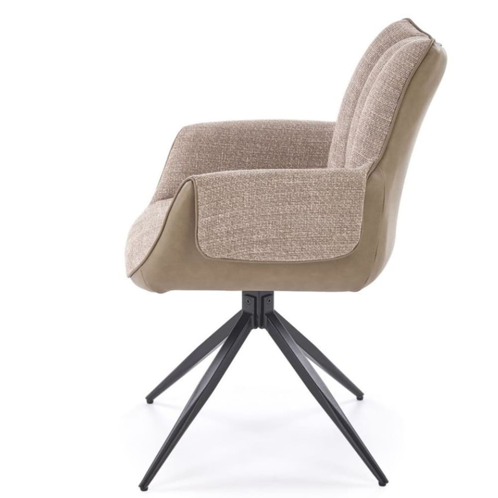 Designer-Drehstuhl aus Kunstleder und braunem Stoff - Maisons Du