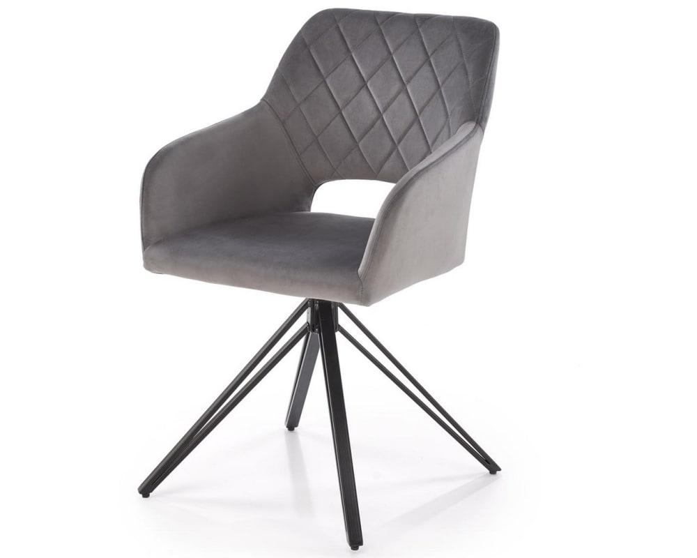 MSO Designer-Esszimmerdrehstuhl aus grauem Samt style modern - Samt