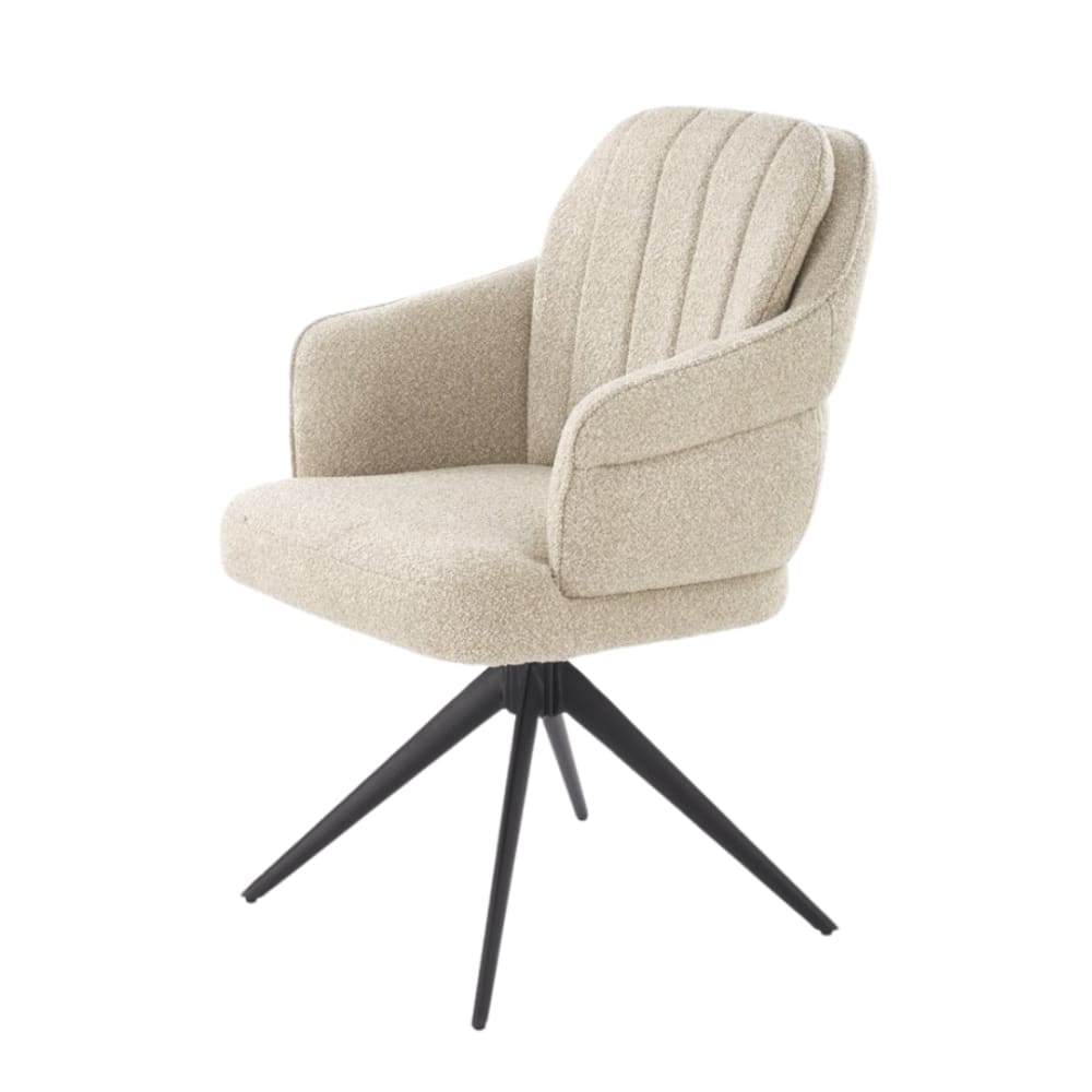 MSO Beigefarbener Designer-Drehstuhl aus Stoff mit Metallbeinen style modern Beige Stoff