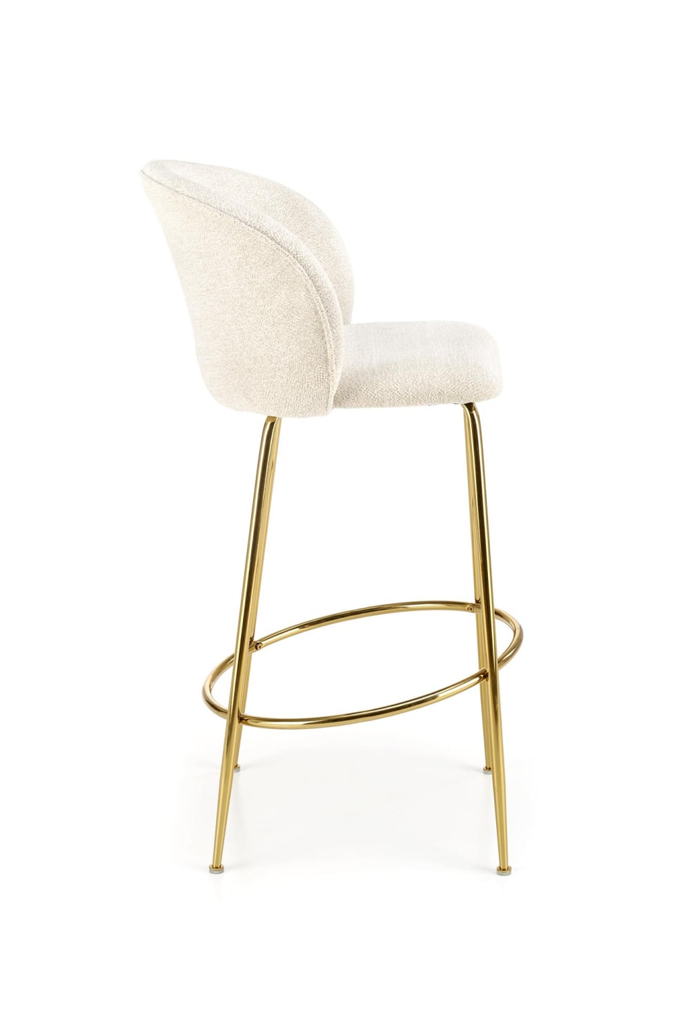 Barstuhl mit goldfarbener Metallstruktur im cremefarbenen Design