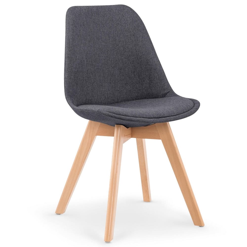 MSO Skandinavischer Stuhl aus Massivholz und grauem Stoff style modern - Stoff