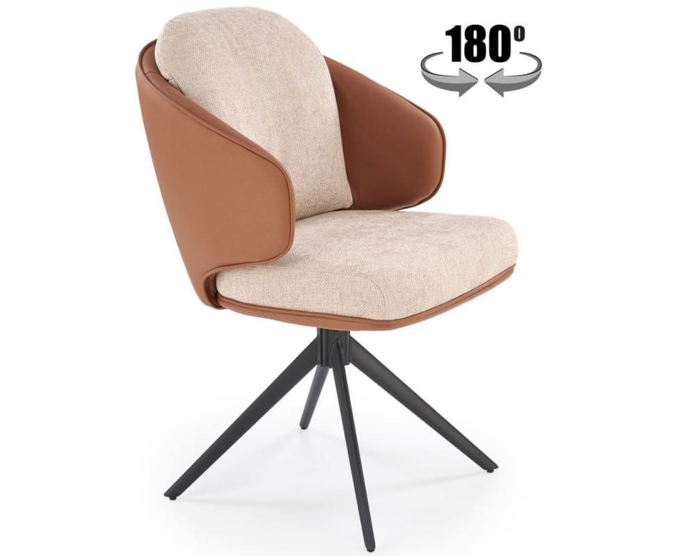 Chaise pivotante design - cuir beige