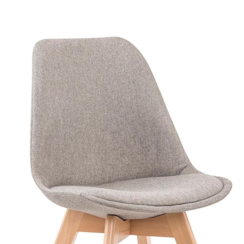 Chaise scandinave en bois massif et tissu de polyester gris clair