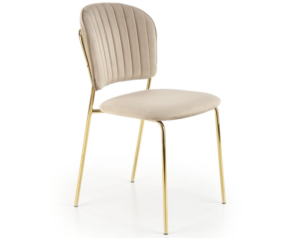 Chaise design en velours de polyester beige Chaise design en velours de polyester beige
