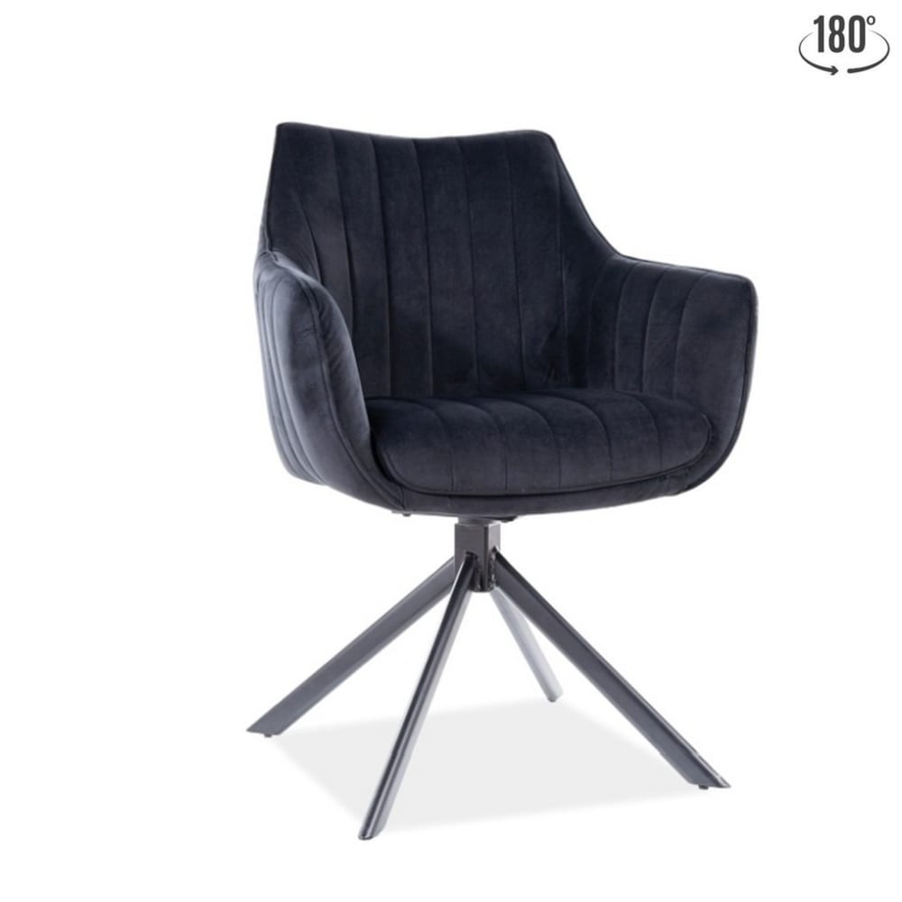 chaise pivotante en velours - noir