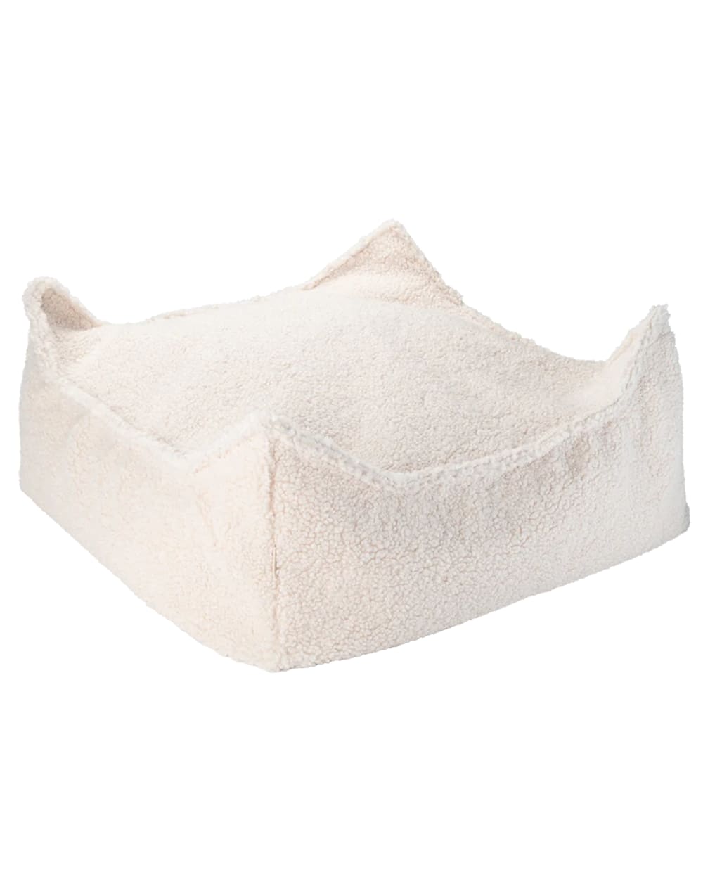 Wigiwama Quadratischer Hocker aus Teddy-Stoff 60 x 60 x 20 cm, Cremeweiß Öko-Tex Zertifikat Pes - Polyester Kinder