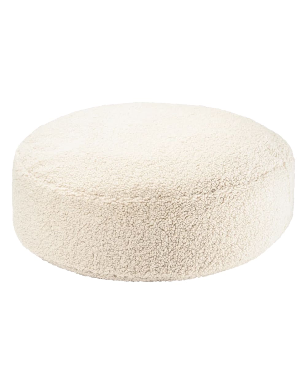 Wigiwama Runder Hocker aus Teddy-Stoff 65 x 65 x 20 cm, Cremeweiß Öko-Tex Zertifikat Pes - Polyester Kinder