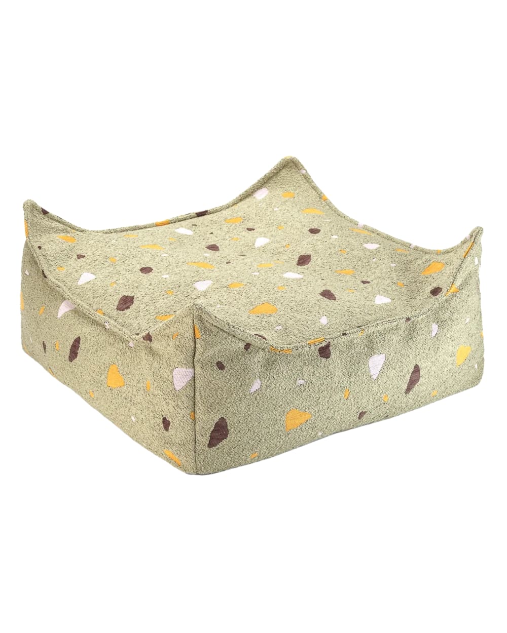 Wigiwama Quadratischer Hocker aus Bouclé-Chenille-Gewebe 60 x 60 x 20 cm, Moos GRÜN Öko-Tex Zertifikat PES - POLYESTER Kinder