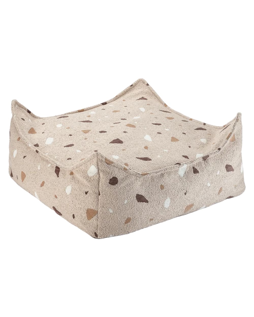 Wigiwama Quadratischer Hocker aus Bouclé-Chenille-Gewebe 60 x 60 x 20 cm, Sand BEIGE Öko-Tex Zertifikat PES - POLYESTER Kinder