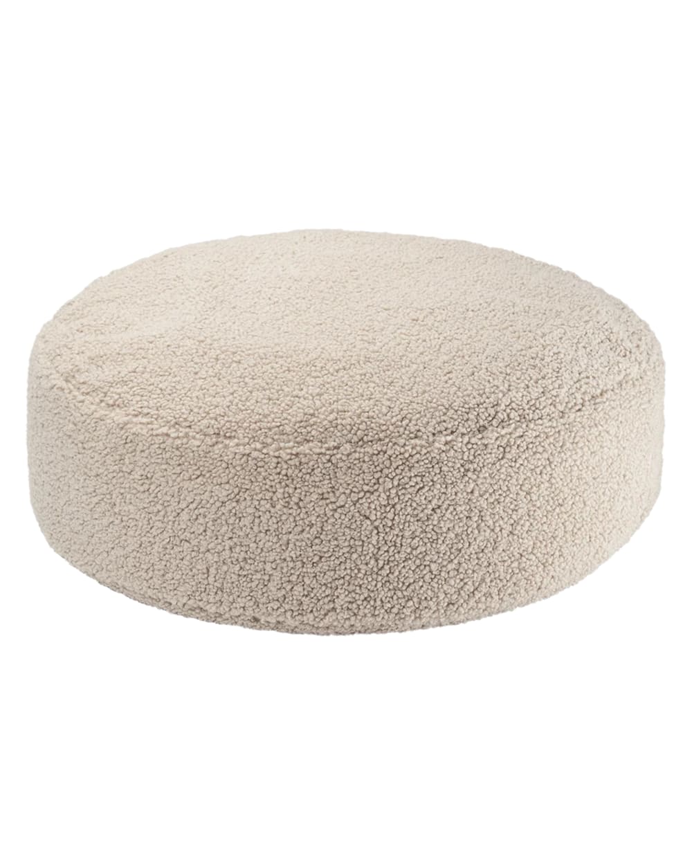 Wigiwama Runder Hocker aus Teddy-Stoff 65 x 65 x 20 cm, Biscuit BEIGE Öko-Tex Zertifikat PES - POLYESTER Kinder