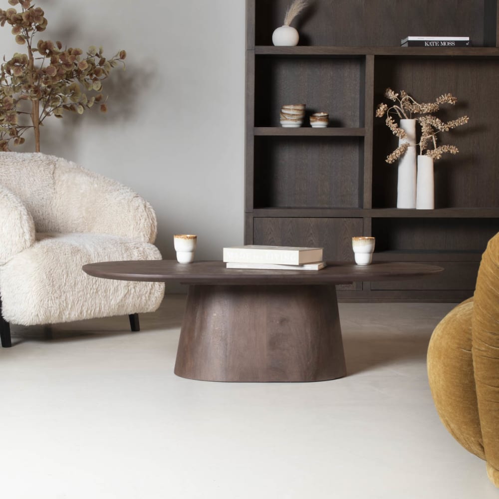 Couchtisch Oval Dunkelbraun Holz 130x60x35cm - Maisons Du Monde