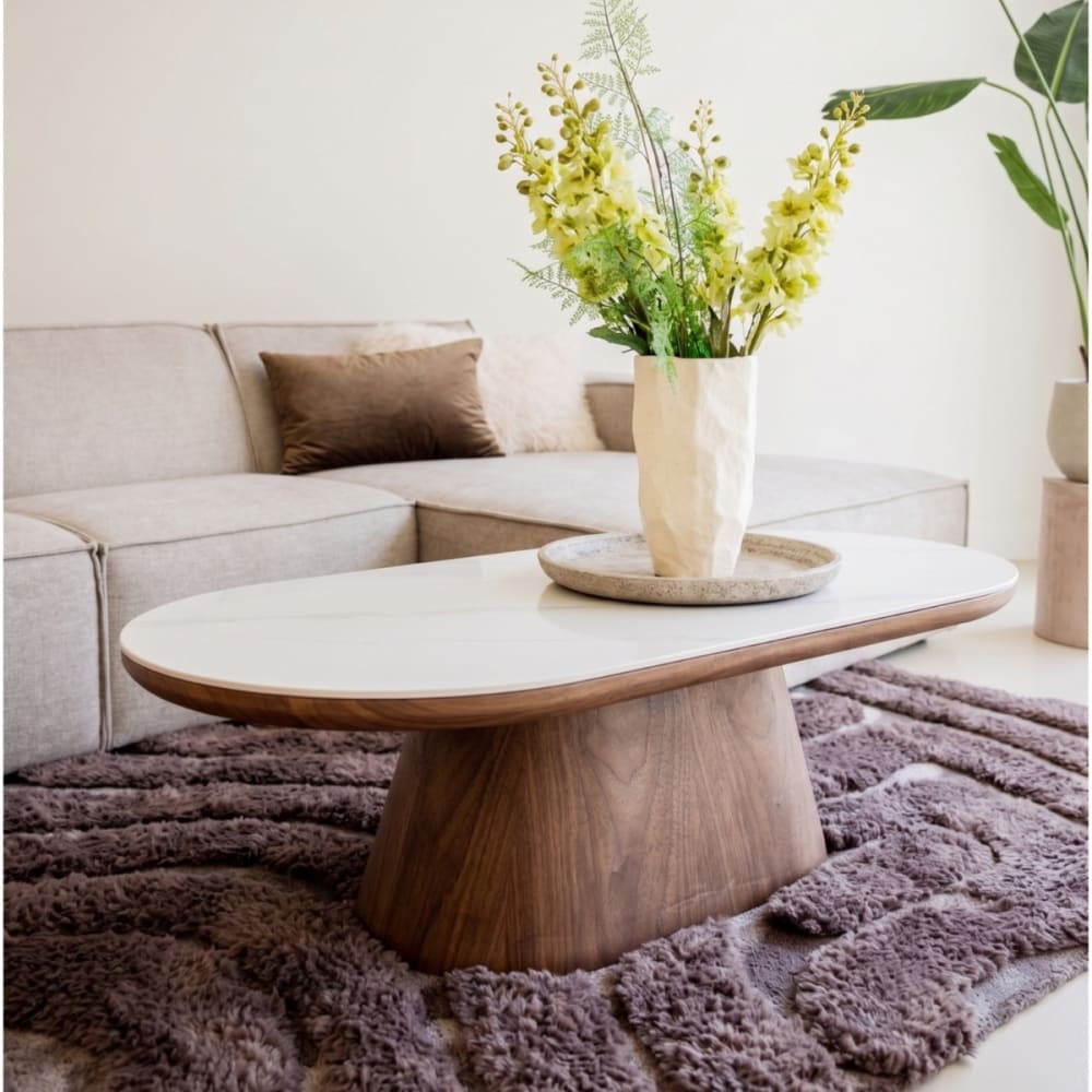Couchtisch aus Keramik 120x60x38cm, dunkelbraun - Maisons Du