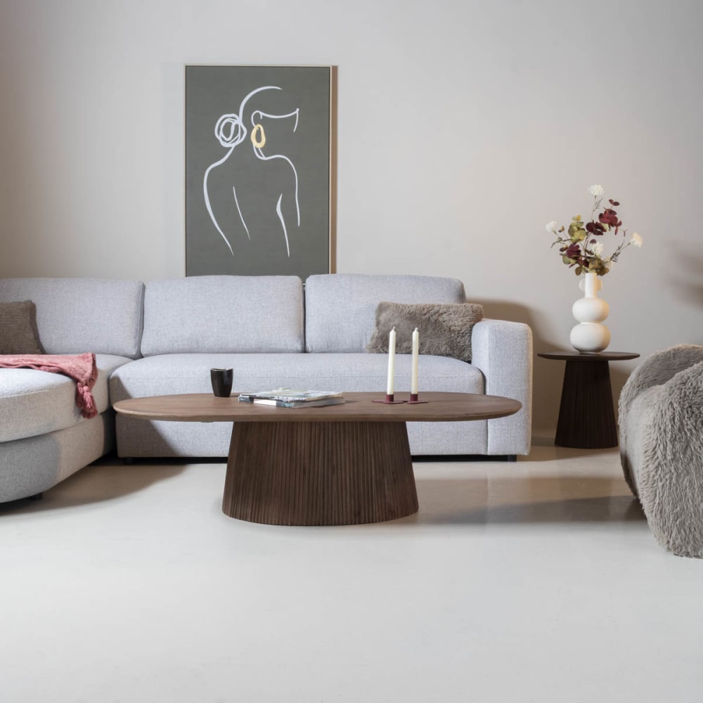 Couchtisch Oval Dunkelbraun Holz 140x70x38cm - Salvador - Maisons