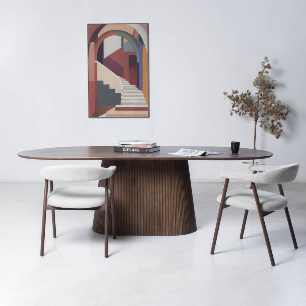 Esstisch Oval Dunkelbraun Holz 200x110x76cm - Salvador - Maisons