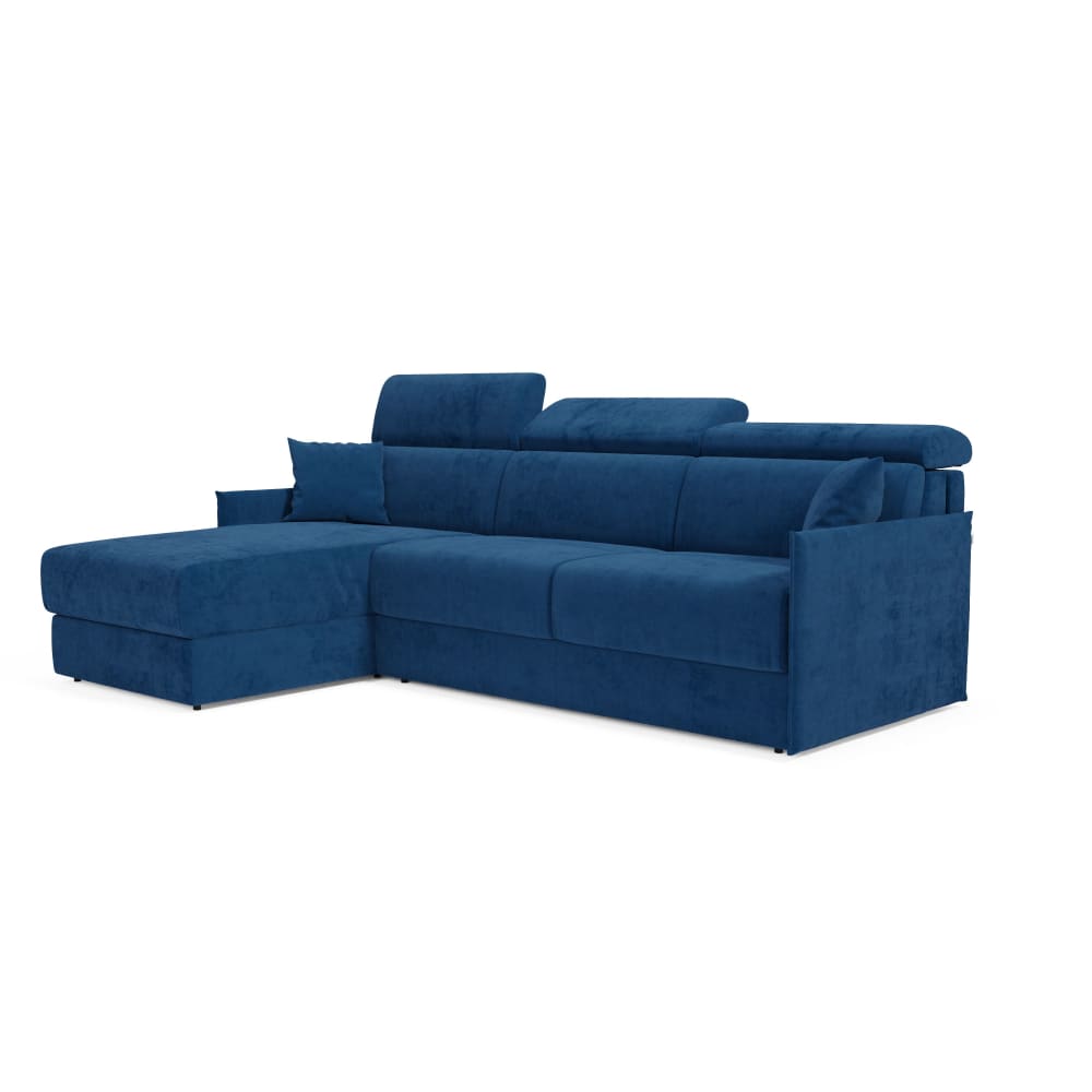Canapé convertible d'angle - tissu bleu