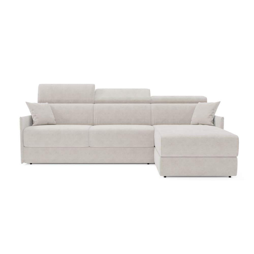 Canapé convertible d'angle tissu détachable 272 cm droit blanc